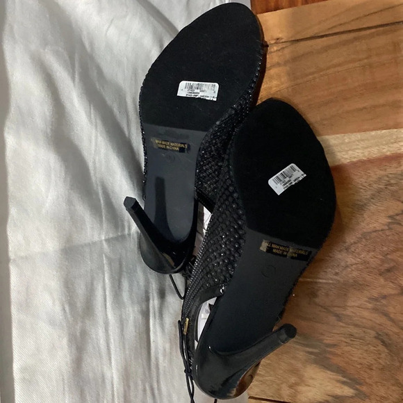 Sexy Black Peeptoe Rhinestone Mesh Strappy Lace Up High Heel Booties Size 7.5 - Picture 6 of 7